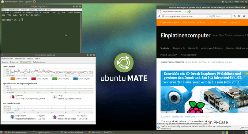 Raspberry Pi 2 Ubuntu MATE 15.04 (Screenshot)