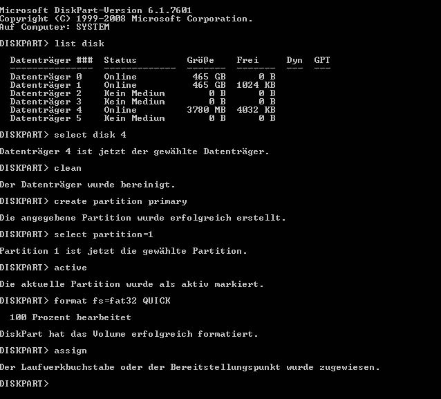 Screenshot Diskpart
