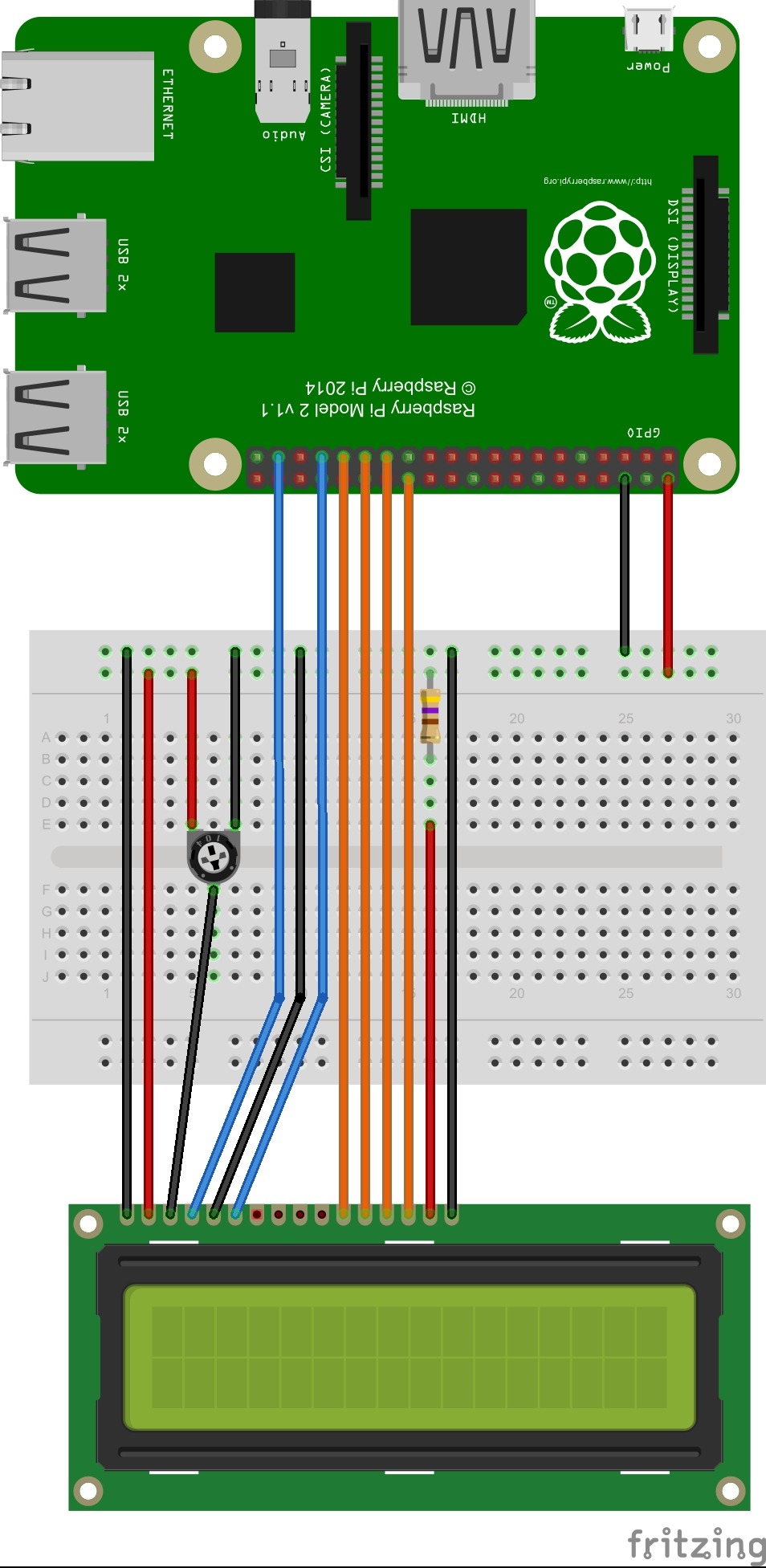Raspberry Pi LCD Display HD44780 ansteuern (2x16 Zeichen)