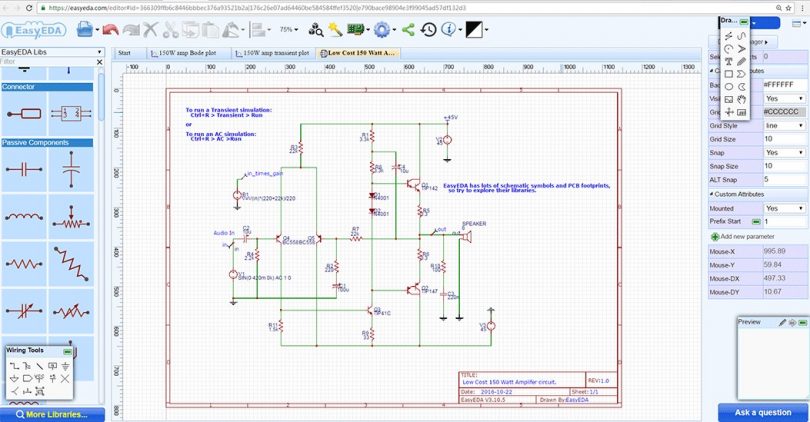 EasyEDA Schaltungseditor