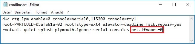 cmdline.txt mit net.ifnames=0