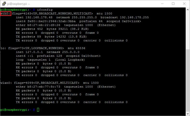 Raspbian Stretch ifconfig