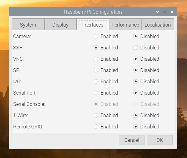 Raspberry Pi Configuration (Interfaces)