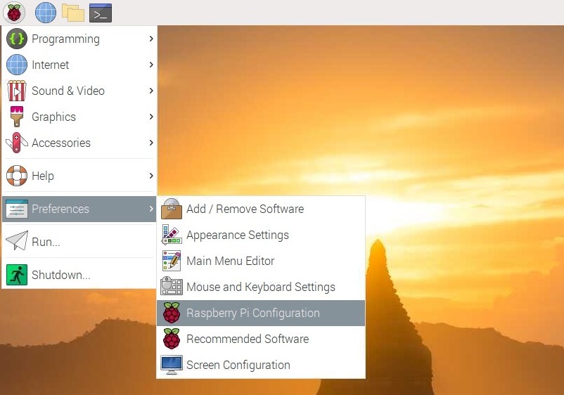 Raspbian Startmenü Raspberry Pi Configuration