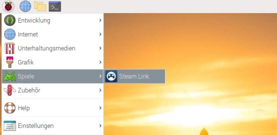 Raspberry Pi Raspbian: Steam Link Startmenü-Eintrag